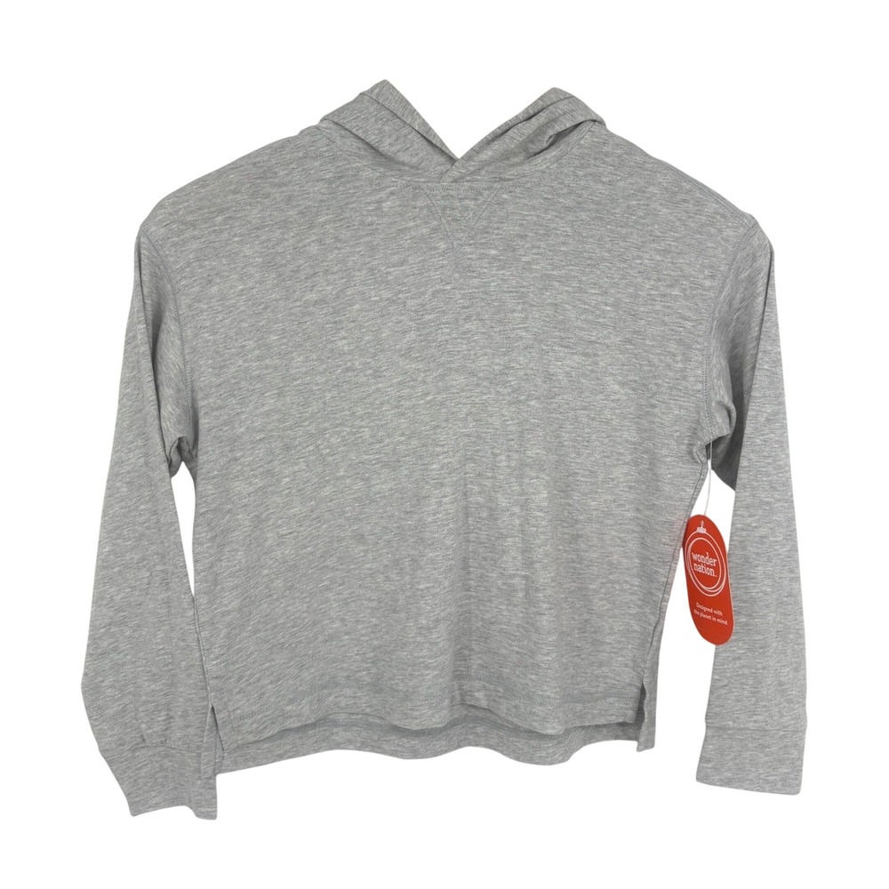 Wonder Nation Hoodie Boys Small 6-7 Gray Long Sleeve Pullover Knit Top NEW